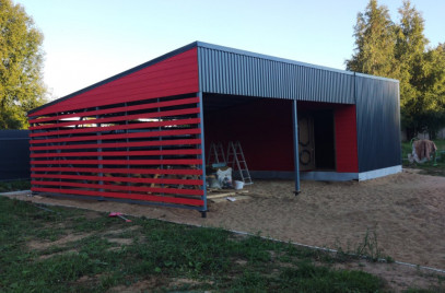 Новости — Монтаж каркаса навеса — фото