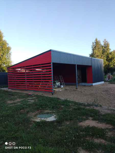 Монтаж каркаса навеса — фото